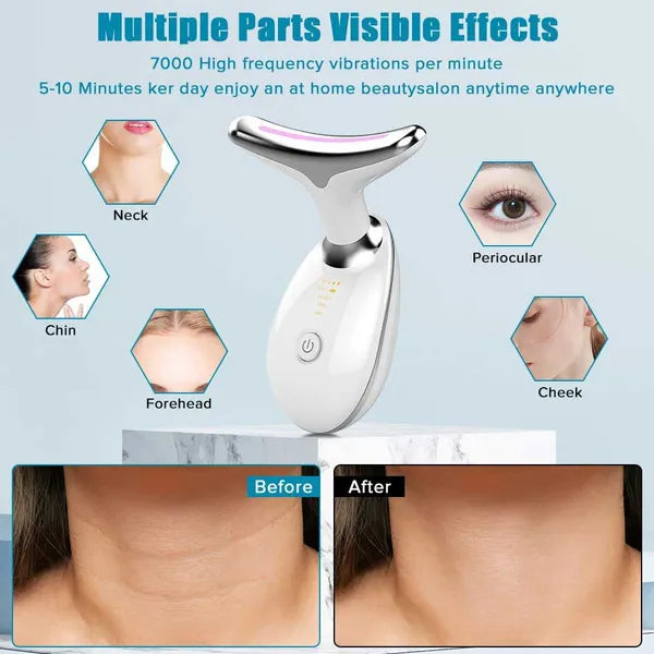 LED Sculpting Facial Massager — 3-Mode Vibration Device (Red)