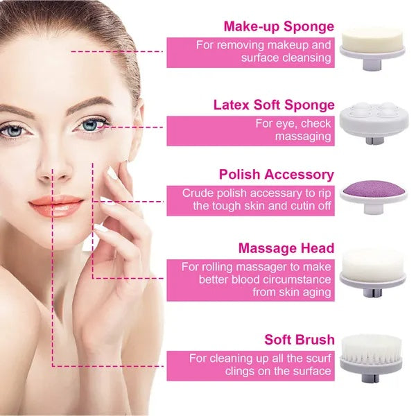 Waterproof Deep Cleansing Spin Brush — 5-Head Facial System