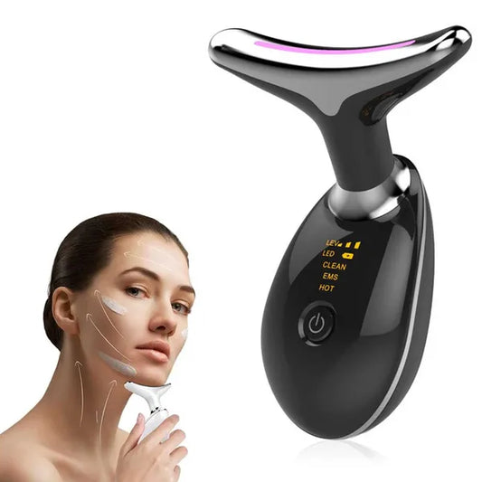 LED Sculpting Facial Massager — 3-Mode Vibration Device (Black)