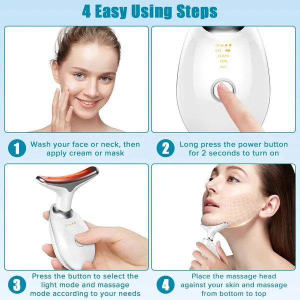 LED Sculpting Facial Massager — 3-Mode Vibration Device (Red)
