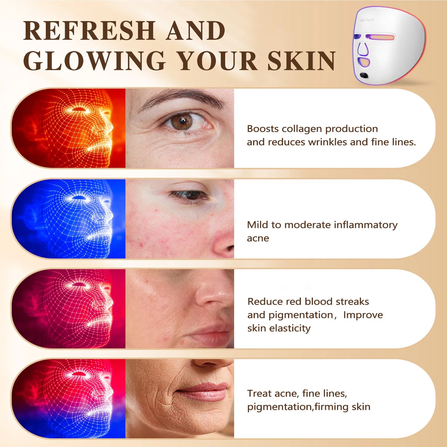 LED Facial Therapy Mask — Full-Face Red Light Treatment