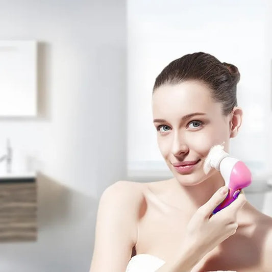 Waterproof Facial Spin Brush — 5 Heads, Deep Cleansing for Women
