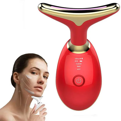 LED Sculpting Facial Massager — 3-Mode Vibration Device (Red)