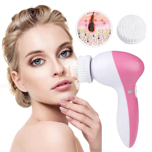 Facial Cleansing Spin Brush — Waterproof, 5 Brush Heads