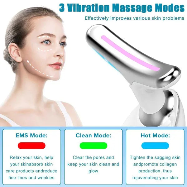 LED Sculpting Facial Massager — 3-Mode Vibration Device (Red)