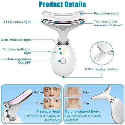 LED Sculpting Facial Massager — 3-Mode Vibration Device (Red)