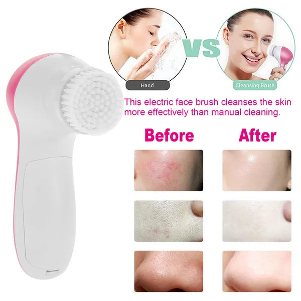 Waterproof Facial Spin Brush — 5-Head Electric Cleansing System