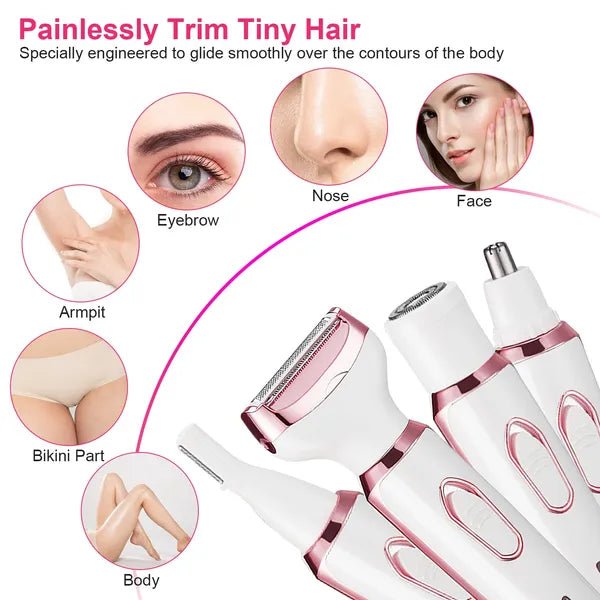4-in-1 Women's Electric Grooming Kit — Rechargeable Hair Removal Device