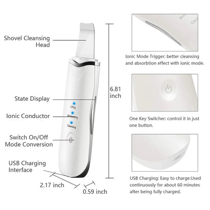 3-in-1 Ultrasonic Skin Scrubber — Deep Cleansing Facial Spatula